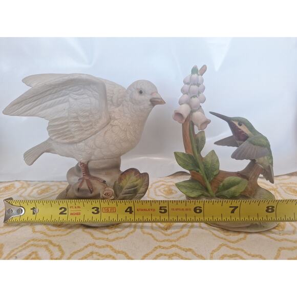 Andrea by Sadek Hummingbird & Royal Crown Dove Figurine Pair – 1980s Porcelain - Picture 6 of 12